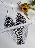 ست بیکینی طرح زبرا سفید مشکی