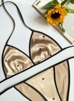 ست بیکینی طرح قلب رنگ بژ