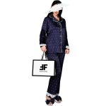 لباس خواب زنانه ست بلوز و شلوار طرح خالدار سورمه ای