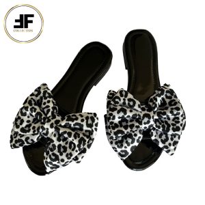 صندل طرح پلنگی سفید - مشکی