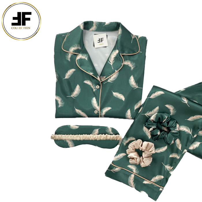 لباس خواب زنانه ست بلوز و شلوار طرح پَر لباس خواب زنانه ست بلوز و شلوار طرح پَر