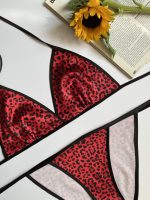 ست بیکینی طرح پلنگی قرمز مشکی