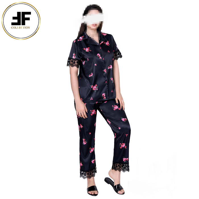 لباس خواب زنانه مدل بلوز و شلوار طرح گل سرخ لباس خواب زنانه مدل بلوز و شلوار طرح گل سرخ