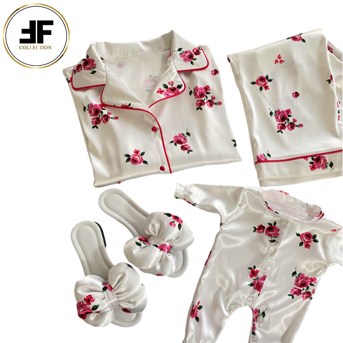 لباس خواب ست مادر و کودک طرح گلسرخی سفید لباس خواب ست مادر و کودک طرح گلسرخی سفید