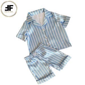 لباس خواب کودک مدل بلوز و شلوارک طرح خط دار