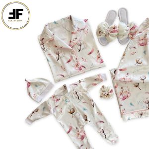 ست لباس خواب مادر و کودک طرح گل بهاری