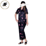 لباس خواب زنانه مدل بلوز و شلوار طرح گل سرخ