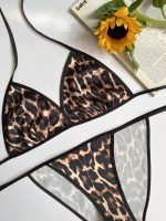 ست بیکینی طرح پلنگی قهوه ای