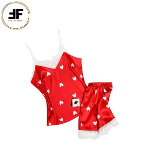 لباس خواب زنانه ست تاپ و شلوارک طرح قلبی
