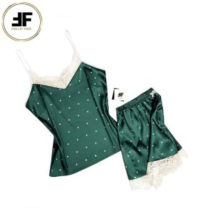 لباس خواب زنانه ست تاپ و شلوارک طرح خال دار