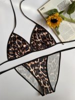 ست بیکینی طرح پلنگی قهوه ای