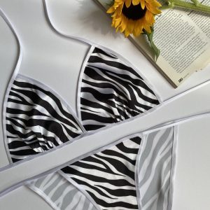 ست بیکینی طرح زبرا سفید مشکی