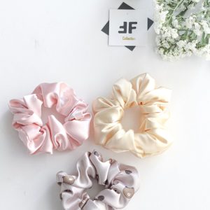 ست اسکرانچی ساتن الیکس صورتی _ کره ایی