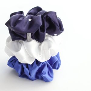 ست اسکرانچی ساتن الیکس سورمه ای