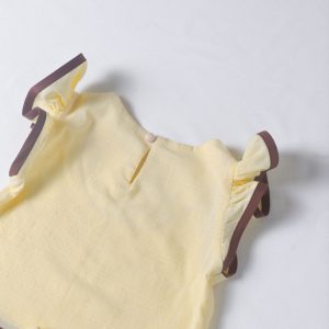 ست بلوز شلوار نخی زرد کره ای مدل چیندار